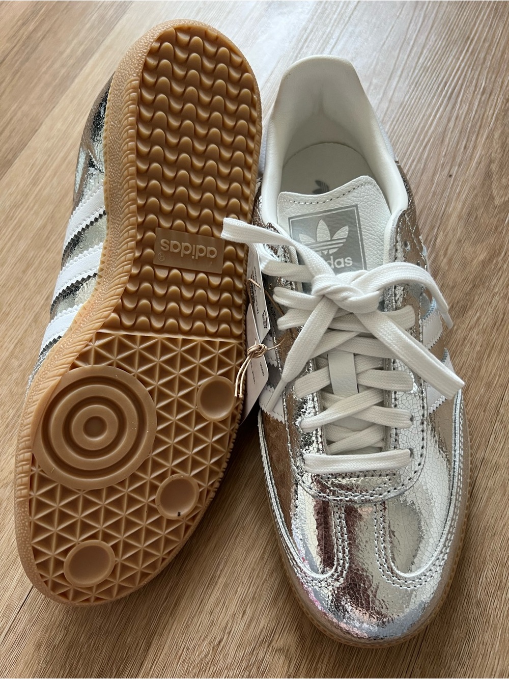 Adidas Samba Metallic Silver Leather NWT - Picture 3 of 5
